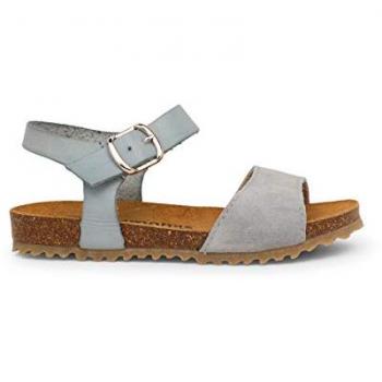 Sandalias Abiertas de Niña de Piel Napa y Serraje con Cierre Hebilla - Talla 33 Color Celeste