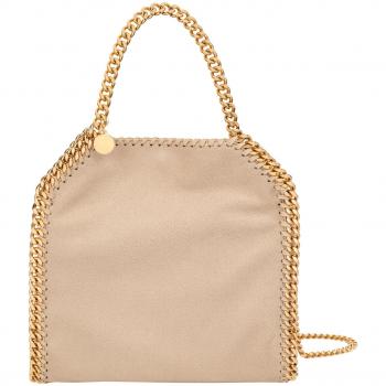 Mini Falabella Tote Bag with Gold Chain in Butter Cream
