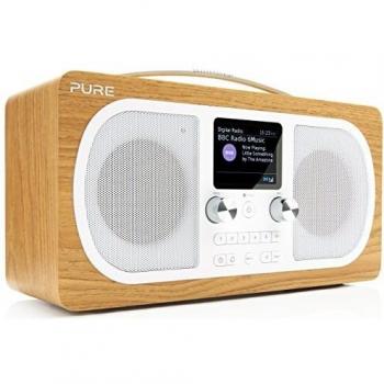 Pure Evoke H6 Portable Stereo FM/DAB+/DAB Digital Radio - DAB Radio with Bluetooth Music Streaming, Dual Alarms and Full Colour Display, Oak