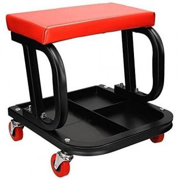 ECD Germany Taburete Mecánico - Mobil con Ruedas Giratorias y Bandeja para Herramientas - Asiento con Carga max. de 150kg - de Acero - Silla Ajustable para Taller Garajes Mecánicos