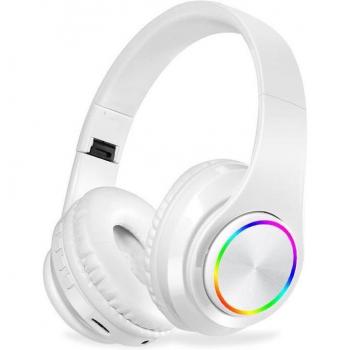Auriculares Inalámbricos Bluetooth Estéreo Hifi con Luz LED Colorida, Cancelación de Ruido y Micrófono Incorporado con Ranura para Tarjeta TF