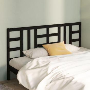 Cabecero de cama negro 186x4x100 cm madera maciza de pino