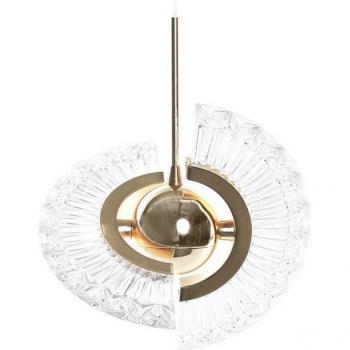 Lámpara de Techo Abanico de Cristal y Metal