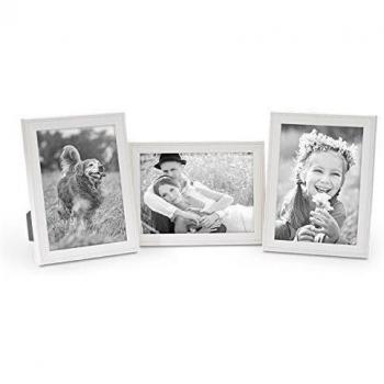 Juego de 3 Marcos casa Rural 15x20 cm Blancos, Madera Maciza con Cristal para Colocar o Colgar