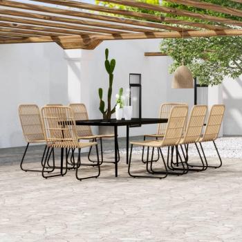vidaXL 9-Piece Oak Garden Dining Set with Cushions