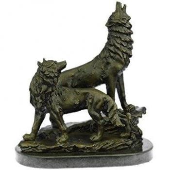Firmado originales Lobo Base regalo animales Collectibles Bronce Esculturas, Estatuas, Decoración del hogar, de la oficina ... 14.5 x12.5 23 LBS. Bronce Real.