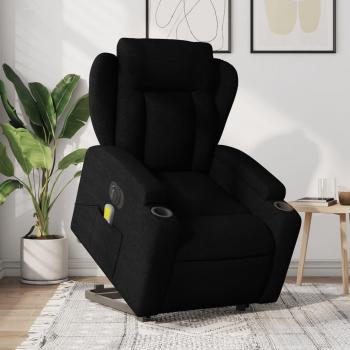 Silla de masaje eléctrica reclinable elevable en tela negra Vidaxl