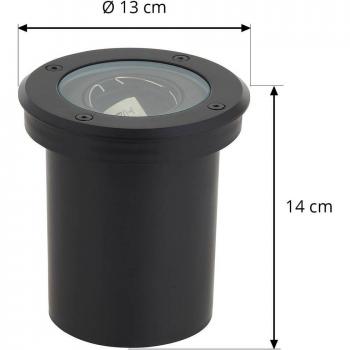 Lindby Cliff foco de suelo empotrado redondo negro, plástico, 1 llama, GU10, exterior