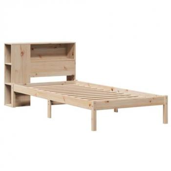 Cama con estantería sin colchón 100x200 cm Madera Maciza de Pino