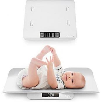 Amazon Brand - Eono Báscula Para Bebés 2 en 1 Con Bandeja Cómoda y Segura y Función HOLD Para Congelar El Peso En La Pantalla, Ideal Para Recién Nacidos, Niños Pequeños y Mascotas,30 kg/5g