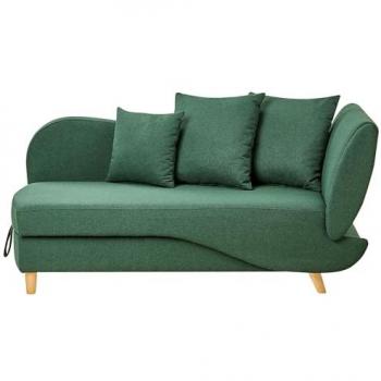 Chaise Longue Moderna de Tela Verde con Almacenaje y Cojines, Lado Derecho Meri II