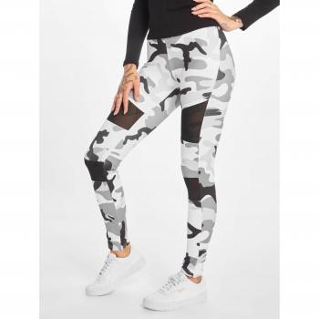 Urban Classics Women's Camo Tech Mesh Leggings - Comfortable Stretchy Workout Trousers with Military Print and Mesh Inserts