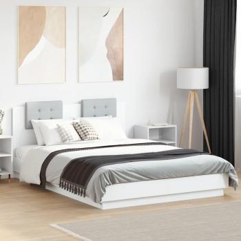 Cama solar con cabecero y LED blanco 140x200 cm Vidaxl