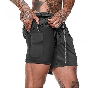 XDSP Pantalón Corto para Hombre,Pantalones Cortos Deportivos para Correr 2 en 1 con Compresión Interna y Bolsillo para Hombres