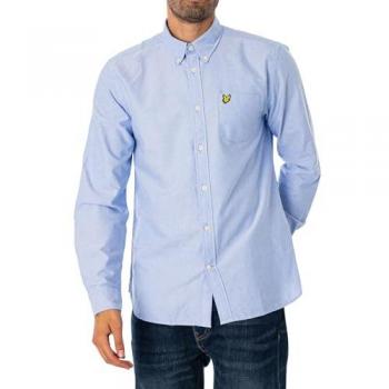 Lyle & Scott Men's Plain Oxford Shirt - Riviera - XL - Light Blue - Size 42/Regular
