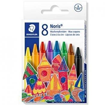 Staedtler Noris 220 Pack de 8 Ceras Redondas - Diámetro 8mm - Resistencia a la Rotura - Colores Surtidos