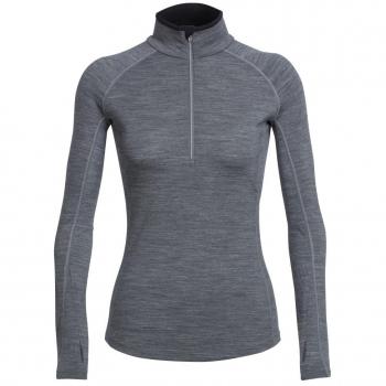 Icebreaker Wmns Zone LS Half Zip Camisetas, Mujer, Gris