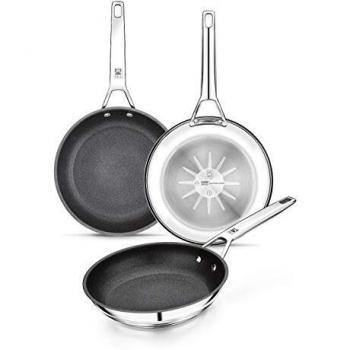BRA Connect Sartén acero inoxidable con antiadherente Profile y tecnología Bi-Clad, apta para todo tipo de cocinas incluida inducción, libre de PFOA, 20 cm, Aluminio Fundido