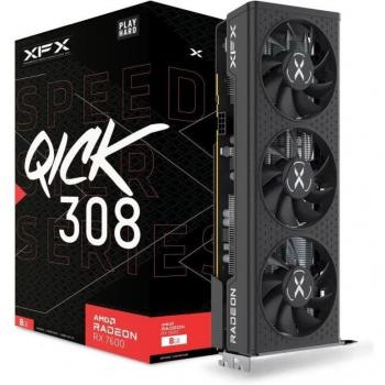 XFX RX-7600 Speedster QICK308 Black Gaming Graphics Card, AMD Radeon RX 7600, 8 GB GDDR6, 3x DisplayPort
