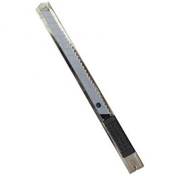 Cutter Dohe de acero inoxidable con cuchillas tronzables, sistema de bloqueo de cuchilla, blister individual, cuerpo metálico, 9 mm