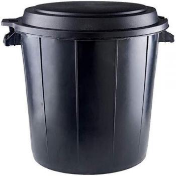 Papelera Plástica Negra de 80L con Tapa para Edificios
