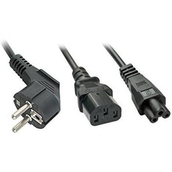 Cable de alimentación en Y Schuko a 1x IEC C13 y 1x IEC C5, 2m, negro