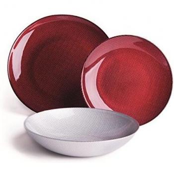 Merry Christmas Vajilla 18 Piezas Plateado/Rojo