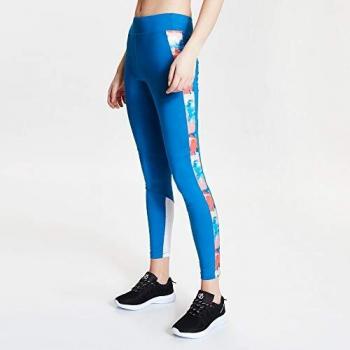 Dare2B Curvate-Mallas De Tejido Ligero De Secado Rápido, Costuras Planas, Diseño Moldeador, Gran Elasticidad Trousers, Mujer, Petrol Blue/Fiery Coral, 14