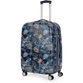 Lois - Maleta de Viaje Infantil Juvenil 4 Ruedas Mediana Trolley 60 cm abs Estampado. rígida Robusta y Ligera. Mango Asas y candado. Estudiante. Bonito diseño. 130160, Color Marino