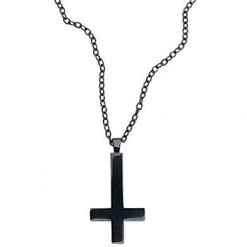 etNox hard and heavy Cruz de San Pedro Unisex Collar Negro, Acero Inoxidable,