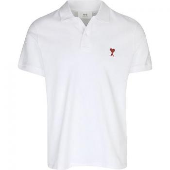 AMI PARIS Unisex Heart Friend Polo Shirt - White - Size XS