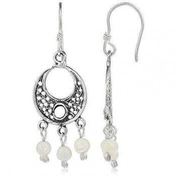 Córdoba Jewels | Pendientes en plata de ley 925 con nácar con diseño Hippie Nácar Silver