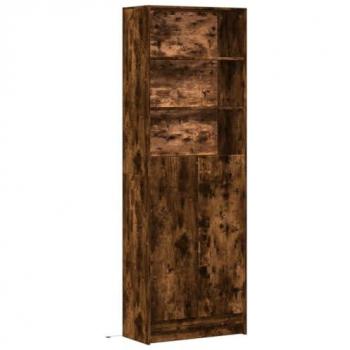 Aparador con LED madera ingeniería roble ahumado 69x32,5x200 cm