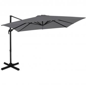 Sombrilla voladiza Pisogne 300x300cm - Sombrilla Premium Gris, Giratoria 360 °, Inclinable, Lona resistente a los rayos UV, Duradera