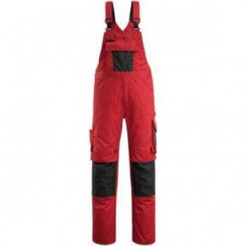 Pantalón de Trabajo con Tirantes Mascot Augsburg, Con Rodilleras, Talla C50, Rojo/Negro