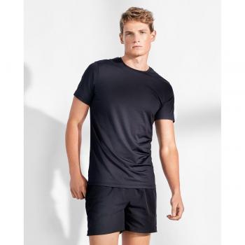 Camiseta deportiva de manga corta lisa para hombre en color negro