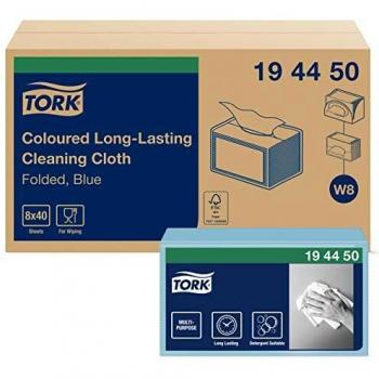 Tork Paños de Limpieza Duraderos Azul W8, Multiuso, 8 × 40 Paños, 194450