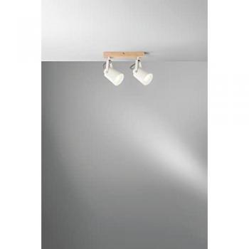 Aplique Eda de Metal Blanco y Madera con Dos Puntos de Luz Orientables