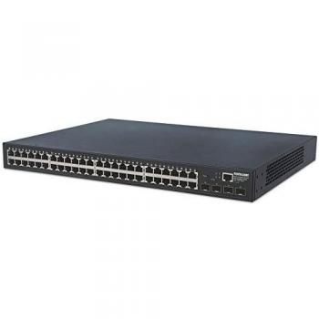 Intellinet 561334 48-Port Gigabit Ethernet Web-Managed Switch with 4 SFP Ports, 48 x 10/100/1000 Mbps RJ45 Ports + 4 x SFP, IEEE 802.3az Energy Efficient Ethernet, SNMP, QoS, VLAN, ACL, 19 Rackmount
