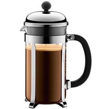 Bodum CD cup-1l Chrome Cafetería Chambord French Press 8 tazas-1l Cromado, 1 Liter, Vidrio
