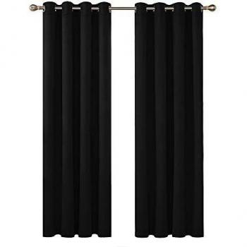 Deconovo Cortinas Opacas Salon Aislantes Termicas Frio Calor Ruido Luz Rayos UV para Dormitorio Modernas 140 x 200 cm Negro