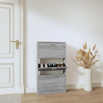 Mueble zapatero de madera contrachapada gris Sonoma 59x17x108 cm