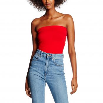 Urban Classics Ladies Strapless Top Top mujer sin hombros Rojo M