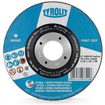 Tyrolit Basic Fastcut 2In1 Disco de Desbaste A30P-BF, 115x6.0x22.23mm Dimensiones, Caja de 10 Unidades