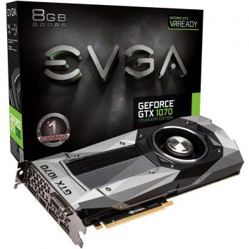Tarjeta Gráfica EVGA GeForce GTX 1070 Founders Edition 8 GB GDDR5 1683 MHz Boost, 1506 MHz Base, DP, HDMI, DL DVI PCI-E