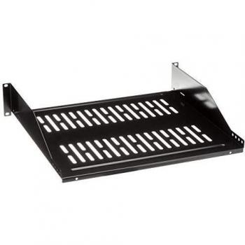 Intellinet 712514 19 Cantilever Shelf, 2U, 2-Point Front Mount, 400 mm Depth, Vented, Black