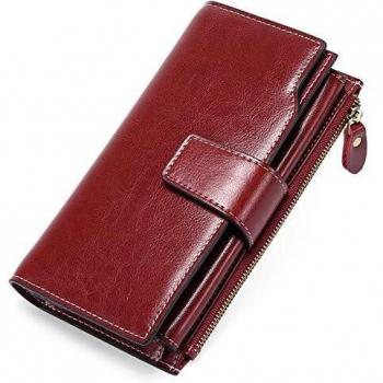 SENDEFN Monederos Mujer Cartera de Gran Capacidad de Cuero,Monedero Largo de Mujer con RFID Bloqueo Cartera de Piel con Cremallera para Tarjetas