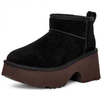 UGG Women's Classic Ultra Mini New Heights Black Suede Boots with UGGplush™ Lining