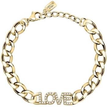 Pulsera Love de acero dorada con detalles elegantes