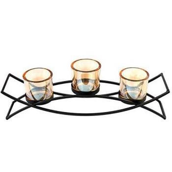 Unbekannt Candelero 36x8,5xH12cm con 3 Vasos - Metal